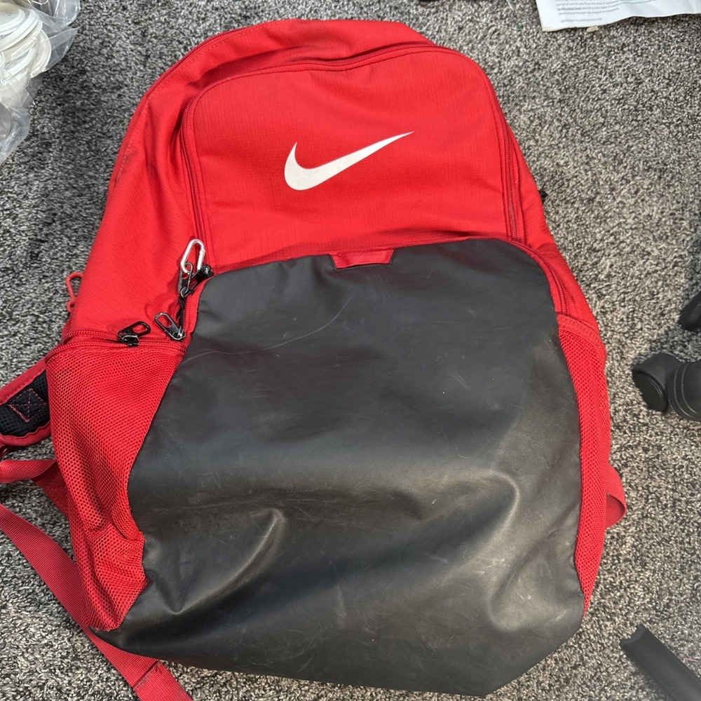 Nike Brasilia Unisex Extra Large Polyester Backpack with Ventilated Pocket, Red